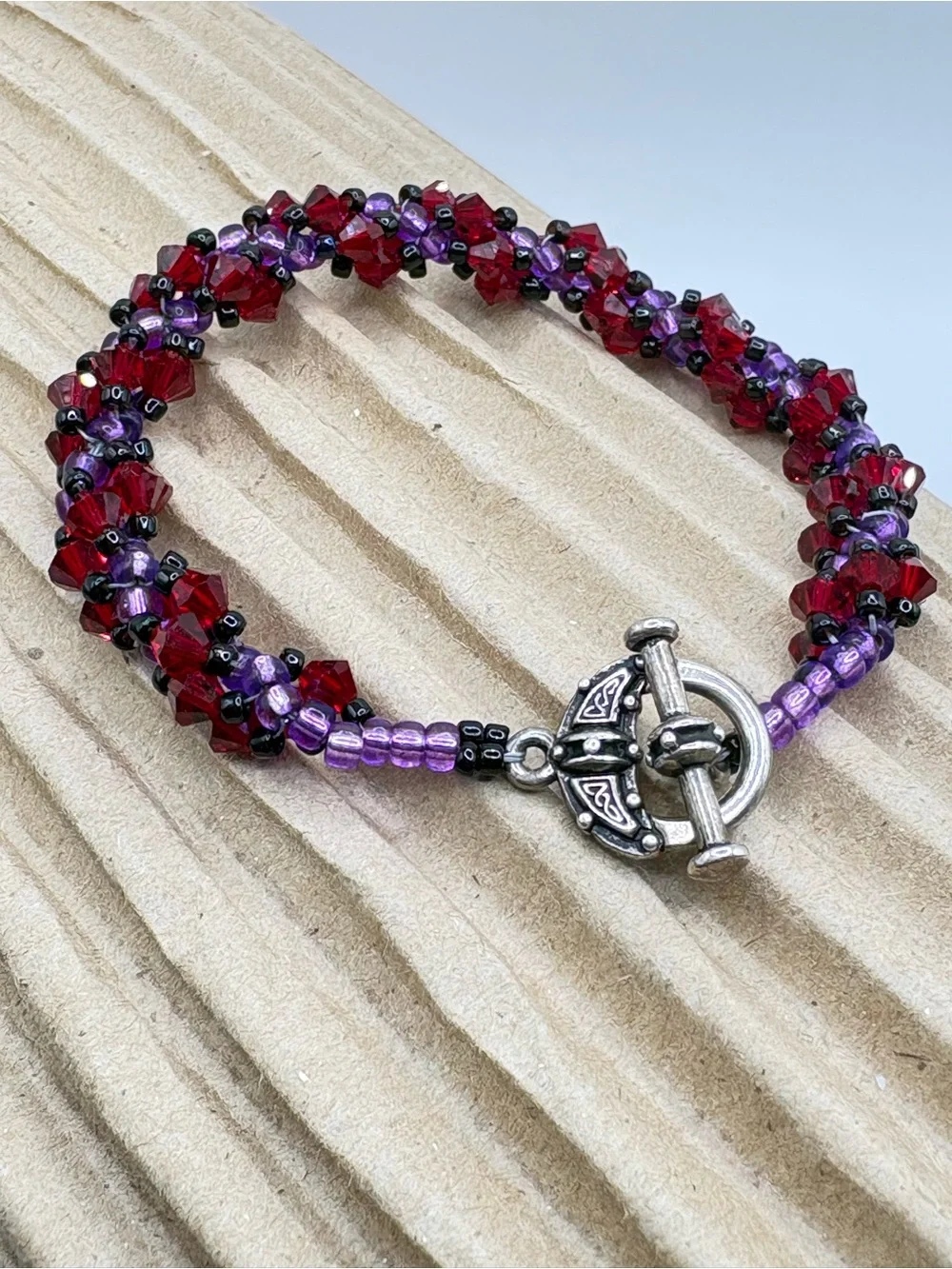 Austrian Swarovski Crystal Handmade Red & Purple Beaded Women's Bracelet